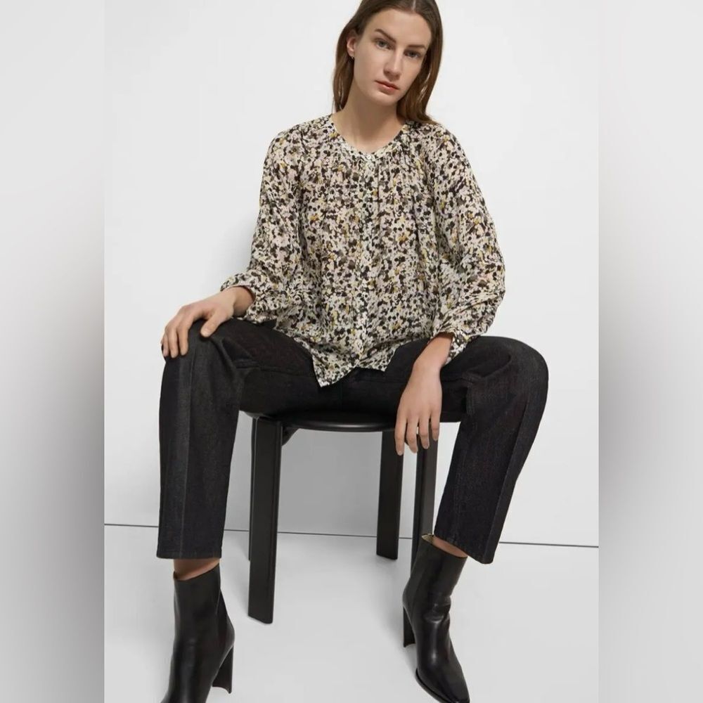 Theory Multicolor Floral  silk Blouse, S